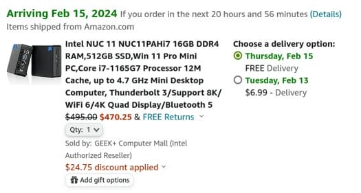 Intel NUC 11 coupon code