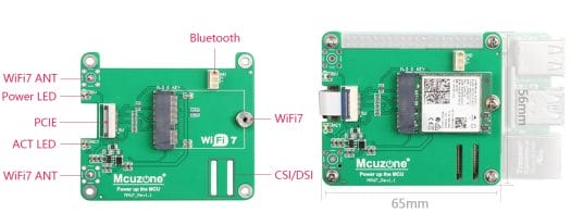 Raspberry Pi 5 PCIE to M.2 E Key WiFi7 Module Markings and Dimensions Raspberry Pi 5 PCIE to M.2 E Key WiFi7 Module Markings and Dimensions