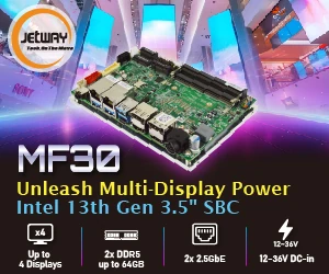 Jetway MF30 13th Gen Intel Raptor Lake SBC